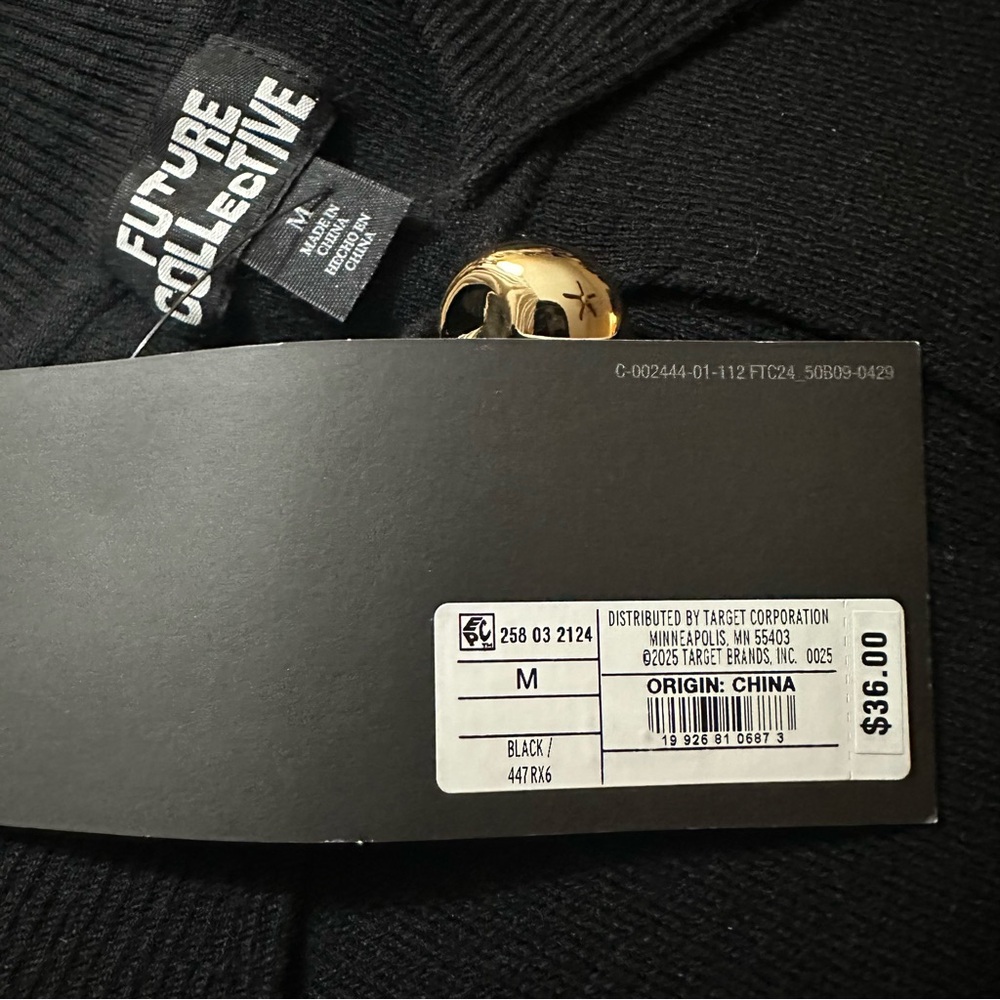 Future Collective Black Cutout Gold Button Pullover Sweater - Picture 4 of 4